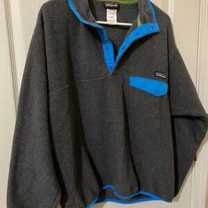 Patagonia Charcoal and Sky Blue Fleece Pullover